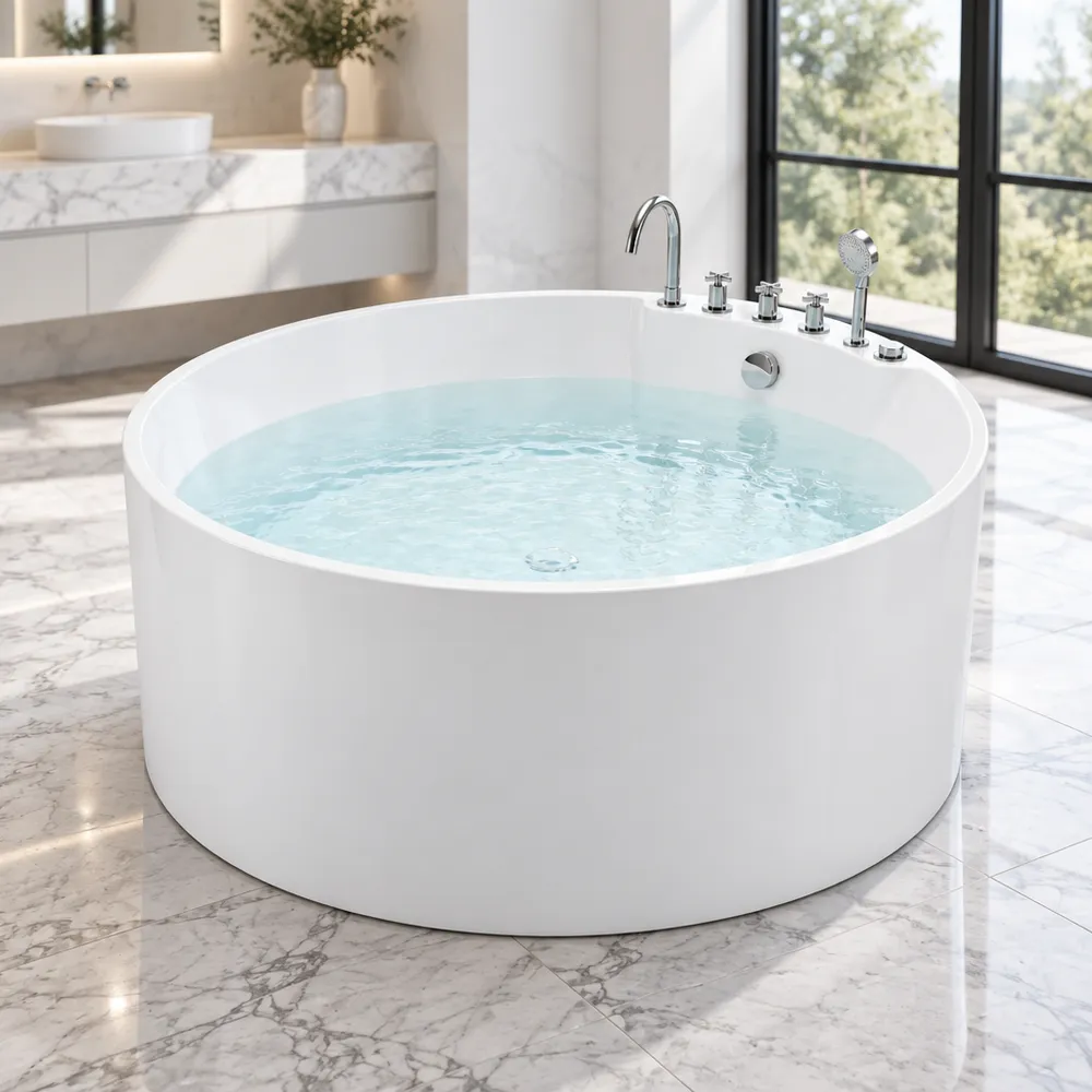 Circular Bathtub in a Room Setting-min